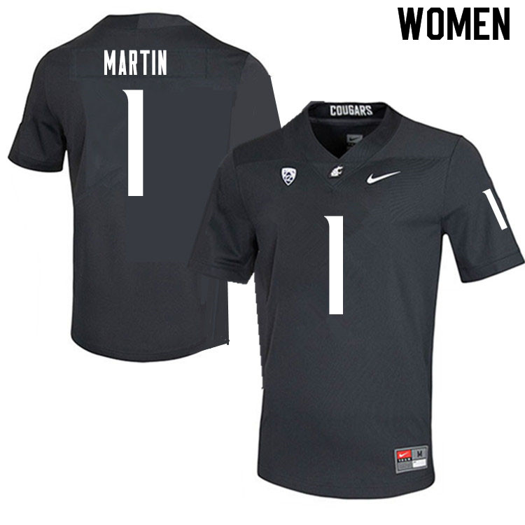 Women #1 Davontavean Martin Washington State Cougars College Football Jerseys Sale-Charcoal
